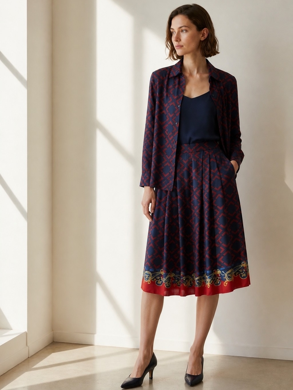 NWT Leslie Fay Haberdashery 'Changing Of The Guard' Midi Skirt Set 12P/14P